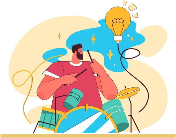 Man getting music idea  Illustration