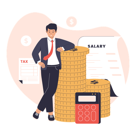 Man getting net salary  Illustration