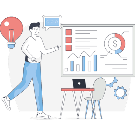 Man Getting New Business Plan  Illustration