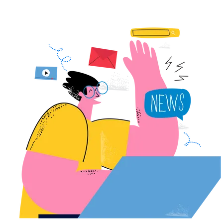 Man getting newsletter  Illustration