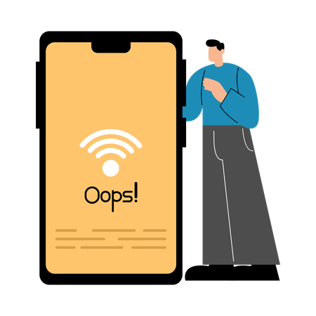 Man getting no WiFi network  Illustration