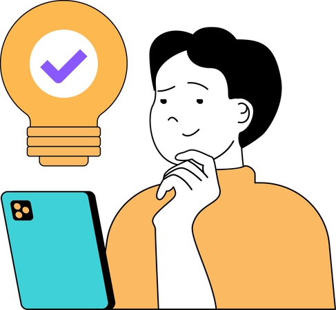 Man getting online business idea  일러스트레이션