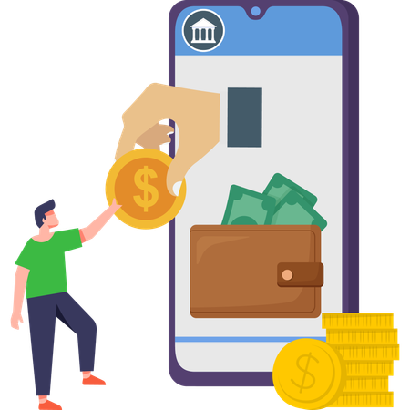 Man Getting Online Cash Back Return  Illustration