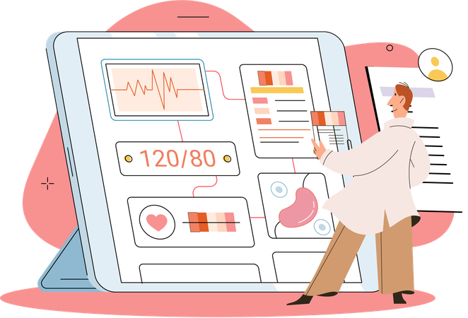 Man getting online medical consultation  Illustration