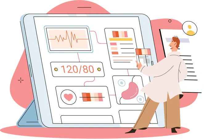 Man getting online medical consultation  Illustration