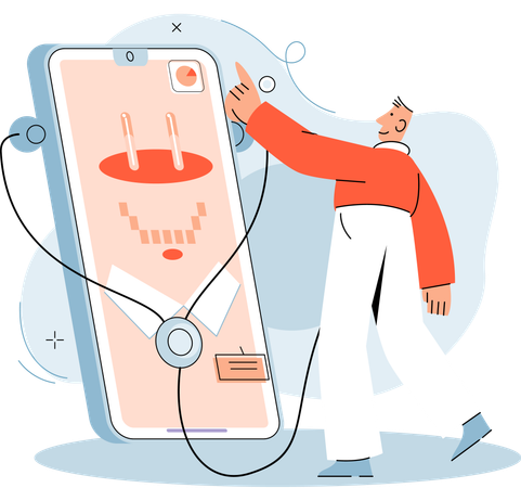 Man getting online medical consultation  Illustration