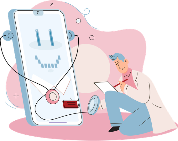 Man getting online medical diagnosis  Illustration