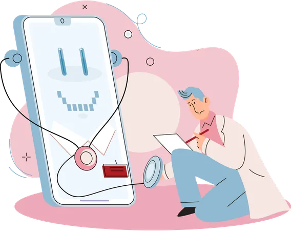 Man getting online medical diagnosis  Illustration