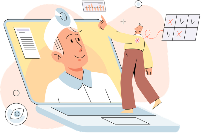 Man getting online medical prescription from doctor  Illustration