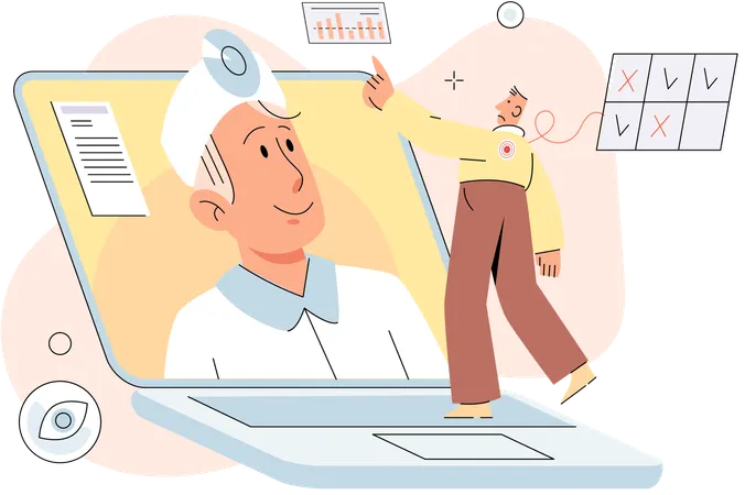 Man getting online medical prescription from doctor  Illustration