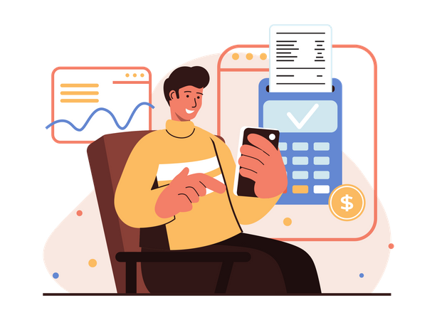 Man getting online payment invoice  Illustration
