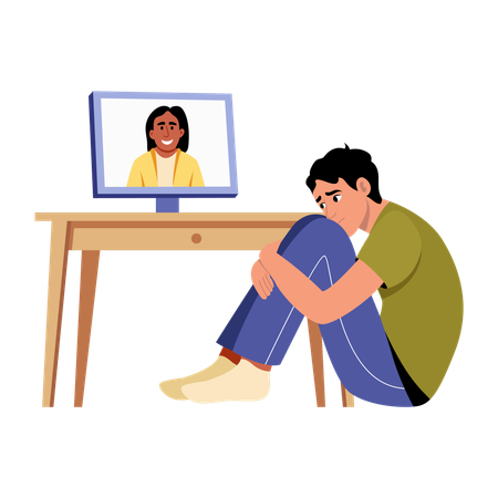 Man getting online trolling  Illustration