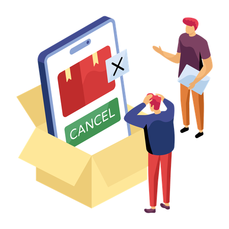 Man getting order cancel on shopping app  Illustration