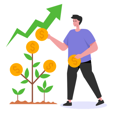 Man getting profit from investment Illustration
