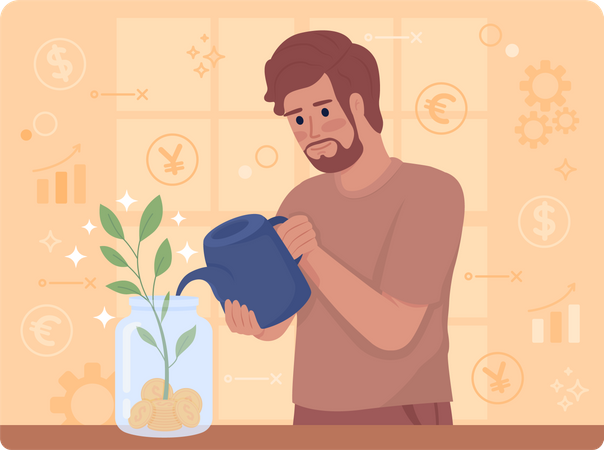 Man getting profit from investment  Illustration