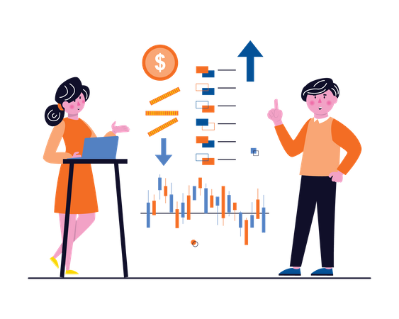 Man getting profit from stocks  Illustration