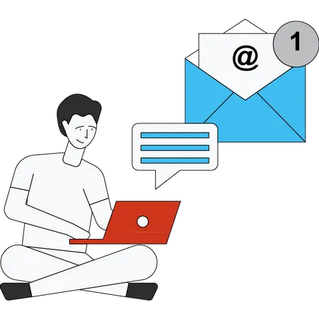 Man getting promotional email  Illustration