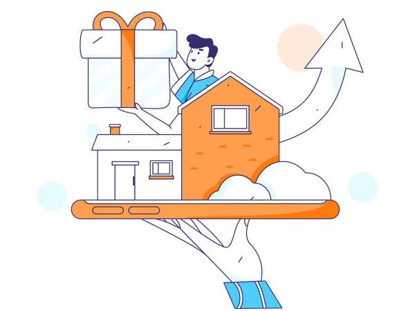 Man getting property reward  Illustration