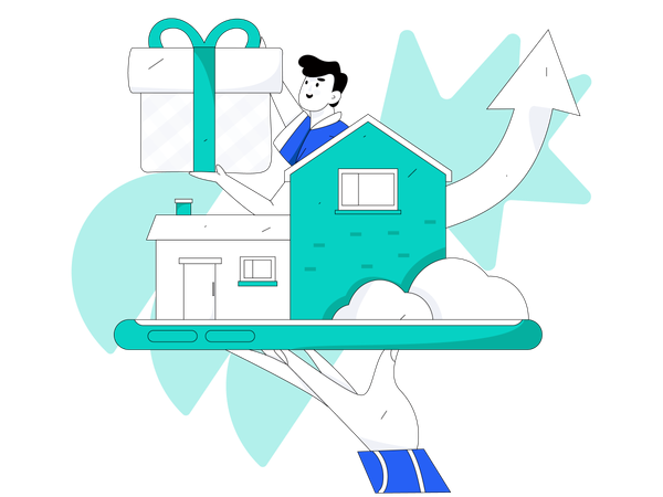 Man getting property reward  Illustration