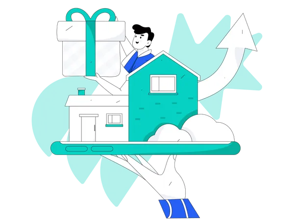 Man getting property reward  Illustration