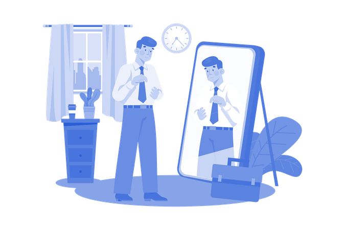 Man getting ready for office  Illustration