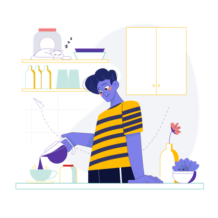 Man getting ready for office  イラスト