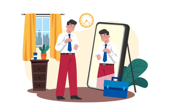 Man getting ready for office  Illustration