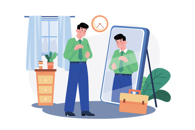 Man getting ready for office  Illustration