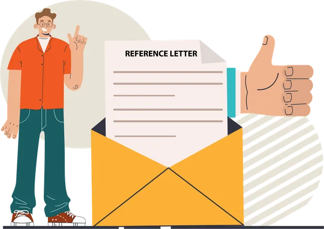 Man getting reference letter  イラスト