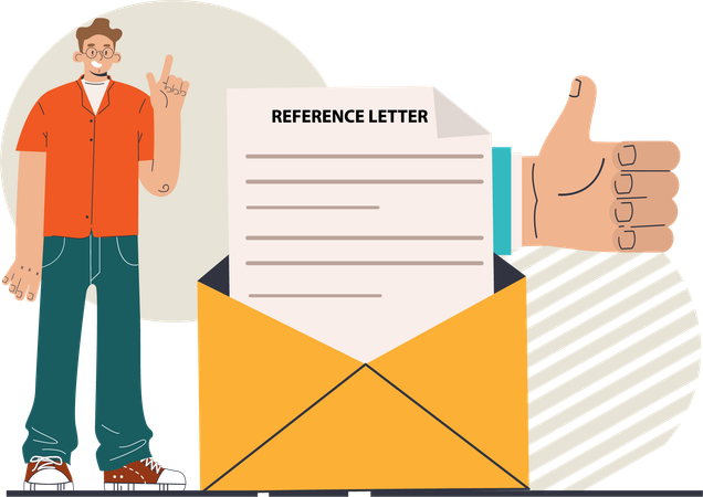 Man getting reference letter  Illustration