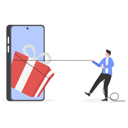 Man getting Referral rewards and Loyalty Marketing Program  Illustration