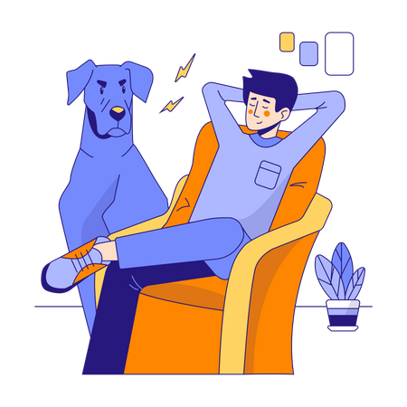 Man getting relaxed from tense situations  Illustration