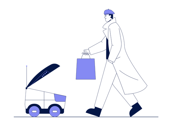 Man getting robot delivery  Illustration