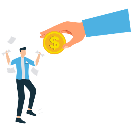 Man getting salary payment  Illustration
