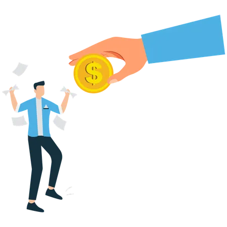 Man getting salary payment  Illustration