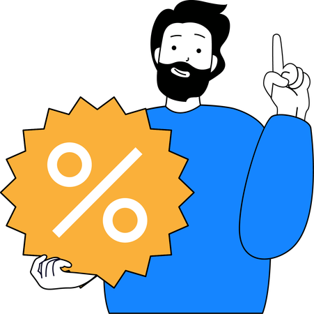 Man getting shopping discount  Illustration