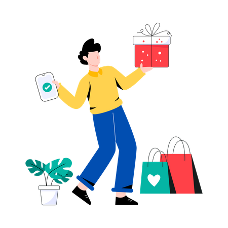 Man getting shopping gift  Illustration