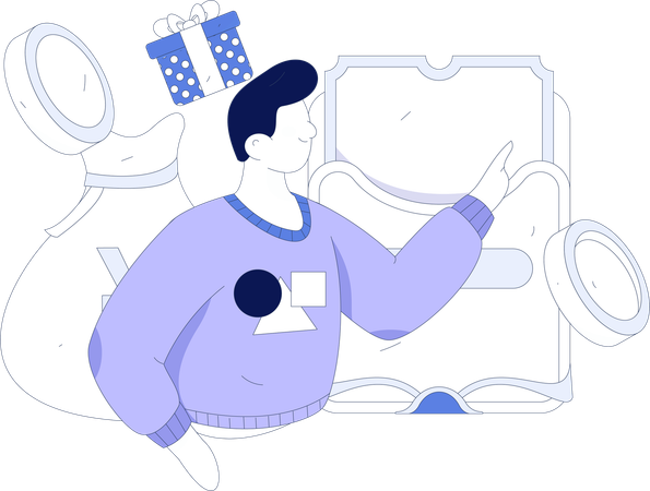 Man getting shopping reward  Illustration