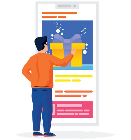 Man getting shopping reward  Illustration