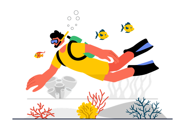 Man getting Snorkeling Experience  Illustration