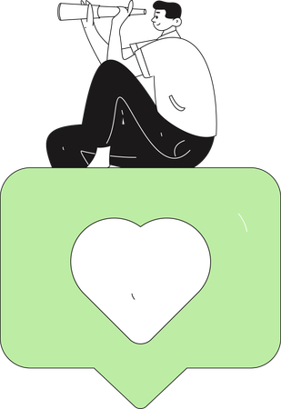 Man getting social media notification  Illustration