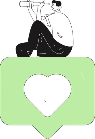 Man getting social media notification  Illustration