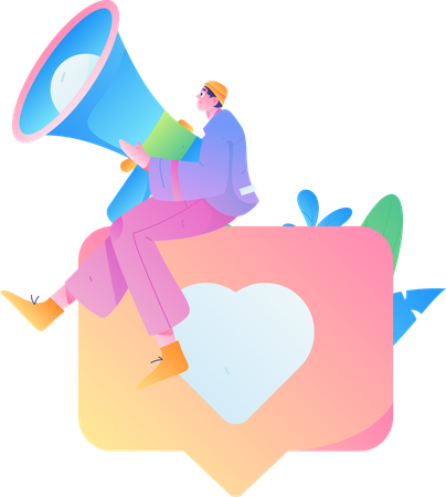 Man getting social media notification  Illustration