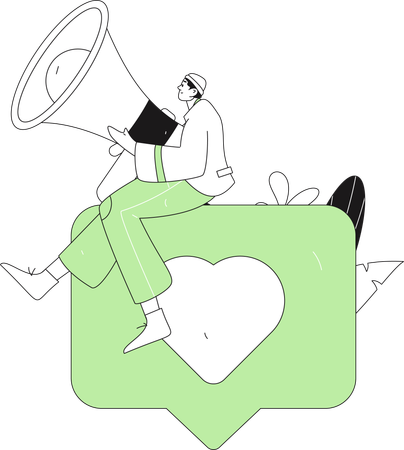 Man getting social media notification  Illustration