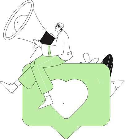 Man getting social media notification  Illustration