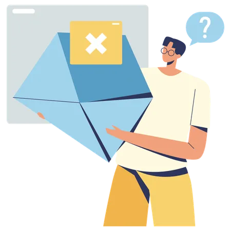 Man getting Spam Email  Illustration