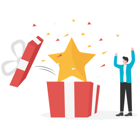 Man getting star gift reward  Illustration