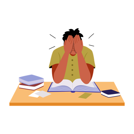 Man getting study burnout  Illustration