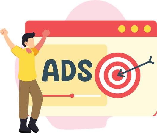Man getting Targeted advertising success  Illustration