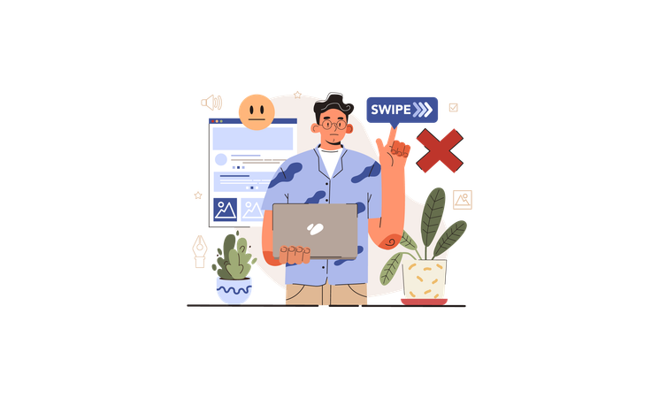 Man getting Visual content mistake  Illustration